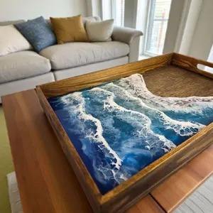 Exportador indio de bandejas de resina de madera con acabado brillante, bandejas de servir hechas a mano para restaurantes y decoración del hogar en grandes cantidades. - Product Image 5