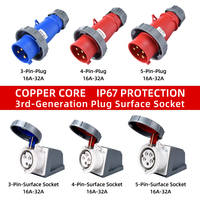 Prise industrielle mâle étanche IP67 3x16A 3x32A 4x16A 4x32A 5x16A 5x32A pour connexion électrique