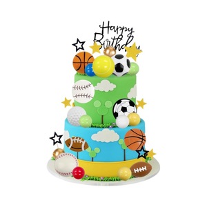 Décorations de gâteau pour basket-ball et football, texte Joyeux <span class=keywords><strong>Anniversaire</strong></span> en mousse <span class=keywords><strong>EVA</strong></span>, idéal pour les garçons, ensemble de fête d'<span class=keywords><strong>anniversaire</strong></span> sur le thème du football - Product Image 5