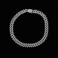 Kalung Rantai Cuban Link Berlapis Perak 22mm Model Spike, Hip Hop Unisex, Bertabur Kristal Rhinestone untuk Pesta, Terbuat dari Paduan Seng
