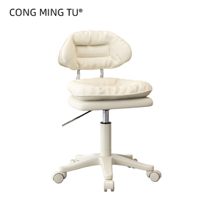 Tabouret de pédicure bleu pour salon de beauté moderne Chaise de technicien de pédicure à ongles avec roues à rotation hydraulique - Product Image 6