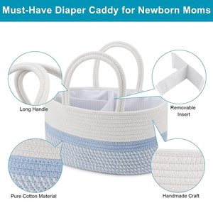 Baby Diaper Caddy Organizer Modern Eco-Friendly Foldable 100% Cotton Storage Basket <strong>Changing</strong> <strong>Table</strong> <strong>Car</strong> Use Newborn Essentials - Product Image 3