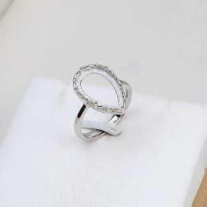 Wenchi S925 Silver DIY 9.5x16mm Drop-Shaped Jade Hollow Holder 6mm Pearl Horse Shell <b>Open</b> <b>Ring</b> Spacers Model 16556 - Product Image 1