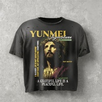 T-shirt Homme Surdimensionné Personnalisé Senzhou Crop Shirt 100% Coton Épais Imprimé Vintage Effet Usé Délavé à l'Acide