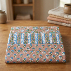 Tela de Algodón Puro Premium de Jaipur con Estampado Artesanal, Combinación Floral de Enredaderas Jaal y Textil con Pequeños Motivos Booti - Product Image 1