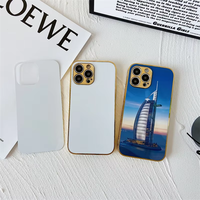 Étui de téléphone portable de luxe avec cadre doré, vierge pour sublimation, antichoc, 2-en-1 avec pochette pour 16 15 14 13 Pro Max