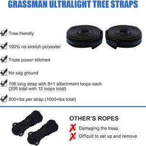 Hamaca Woqi para Acampar al Aire Libre, Azul y Negra, de Nailon Ripstop, Portátil, Individual/Doble, Carga Máxima de 226 kg, Diseño Minimalista - Product Image 5