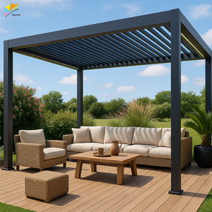Taille personnalisée <span class=keywords><strong>5x4</strong></span> 4x3 6x4 6x3 3x3 3x4 6x4 6x4m 3x6m 4x3m Gazebo bioclimatique en aluminium <span class=keywords><strong>Pergola</strong></span> à lamelles d'extérieur - Product Image 6