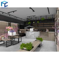 Meubles de présentation pour fleuriste, étagères, décoration, design d'intérieur personnalisé pour fleuriste, style moderne.