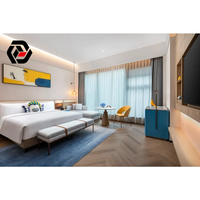 Muebles Modernos y Sencillos para Hoteles Urbanos de 5 Estrellas, Juego Completo de Muebles para Dormitorio de Huéspedes con Ventana de Piso a Techo