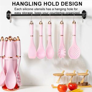 Household Six-piece Silicone Cooking Utensils Set Non-stick Scoop Spoon Spatula Kitchen Kitchenware <b>Tools</b> With Rotating Stand - Product Image 5