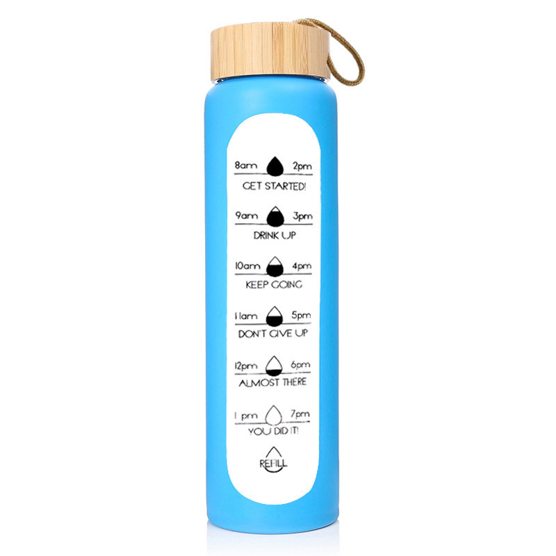 Wholesale 1000ML Borosilicate Glass Water Bottle Single Wall Bottle with Tea Infuser Bamboo Lid