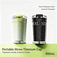 Vente flash : Tasse en titane à double paroi isolée de 400 ml, anti-fuite, avec couvercle rabattable, pour le camping, la randonnée, la tasse à café en titane pour le camping en plein air
