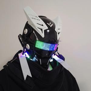 2023 nouveau produit Design fête masques samouraï casque fête barre lumineuse Halloween carnaval plein visage LED Cyberpunk casque - Product Image 2