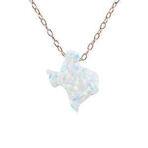 925 forma de cadena de plata esterlina de Texas <span class=keywords><strong>State</strong></span> Map Lab Opal <span class=keywords><strong>Charm</strong></span> colgante collar - Product Image 3