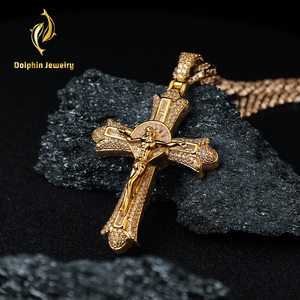 Bijoux fins en <span class=keywords><strong>argent</strong></span> sterling 925, pierres moissanite baguette, pendentif croix classique, pendentif Jésus, pour homme et femme, religieux - Product Image 6