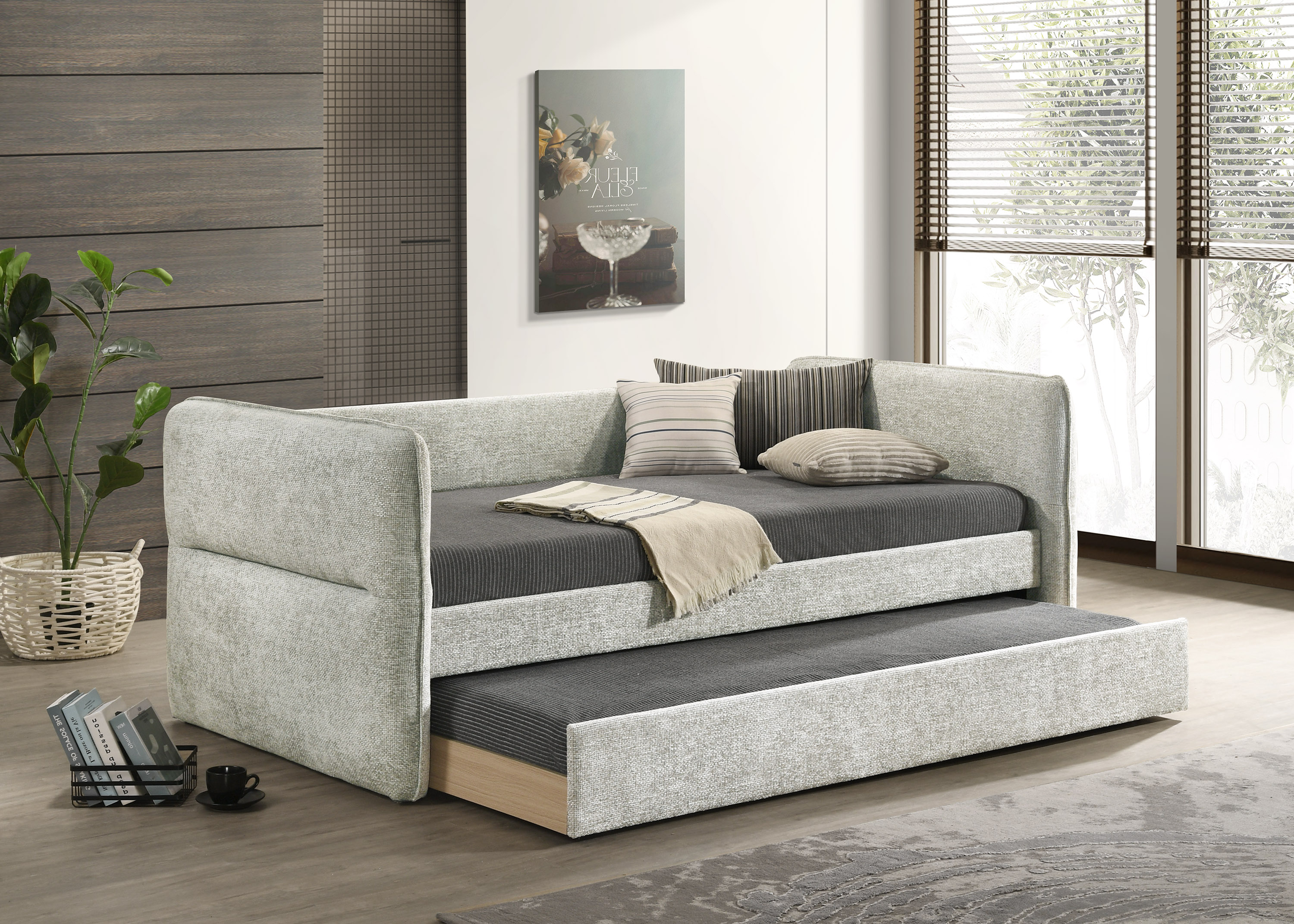 Gris clair + Bois massif + Moderne