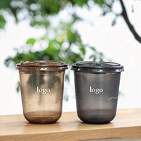 Gobelets jetables transparents en PET en forme de U de 12 à 16 oz avec couvercles pour smoothies, milkshakes, jus et café (vente en gros)