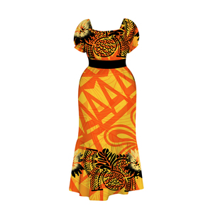 Nouvelle arrivée, robe à col carré de style tribal polynésien, <span class=keywords><strong>taille</strong></span> personnalisée <span class=keywords><strong>8XL</strong></span>, robes de soirée décontractées pour femmes avec ceintures, robe longue - Product Image 2