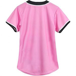 Factory Wholesale Youth and Adult Button <b>Down</b> Custom Blank Pink Baseball Shirt - Product Image 2