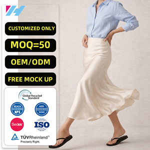 <span class=keywords><strong>Jupe</strong></span> midi taille haute en satin pour femme, élégante, longue, en soie, pour l'été, personnalisable OEM ODM - Product Image 1
