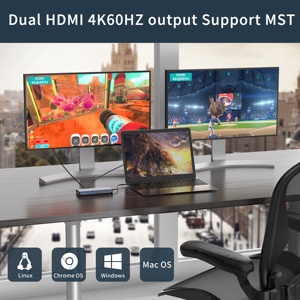 Hub USB C 14 en 1, double écran HDTV, station d'accueil USB C, <span class=keywords><strong>adaptateur</strong></span> multiport avec USB 3.2 4K HDTV pour ordinateur portable HP/Lenov O/<span class=keywords><strong>Mac</strong></span> Book - Product Image 5