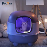 Litière automatique pour chat Petora avec désodorisation UV, grande litière fermée pour animaux de compagnie, toilette pour chat, maison pour chat pour usage intérieur
