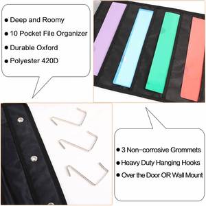 20 Pockets Premium Hanging <b>File</b> <b>Folder</b> Organizer/Wall Mount Storage Charts with 6 Over Door/2 Packs Wall Hanger for Magazines - Product Image 4