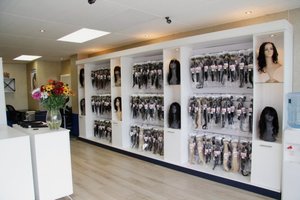 Étagère de présentation en <span class=keywords><strong>bois</strong></span> pour salon de coiffure, magasin de beauté, extensions de cheveux, perruques, cosplay, design de magasin de perruques - Product Image 5