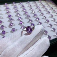 Fantaisie mélange naturel pierres précieuses plaqué argent brésilien améthyste anneaux en gros en vrac violet cubique zircone anneaux pour les femmes