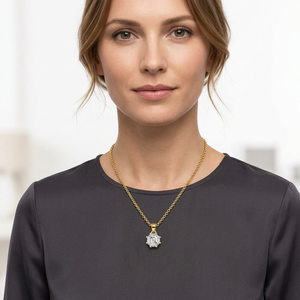 Collier pendentif de luxe en or plaqué avec diamant de laboratoire taillé fantaisie classique, certifié IGI, bijoux fins, cadeau pour femmes - Product Image 4