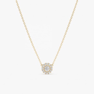 Novedades en Joyería Fina, Collar de Plata 925 con Baño de Oro de 14K, Delicado Collar con Colgante de Halo - Product Image 1