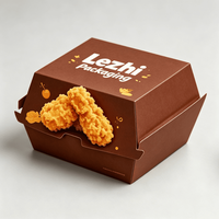 Boîte à hamburger personnalisée en papier kraft écologique Lezhi, boîte à emporter pour poulet frit, frites à emporter, emballage pour restauration rapide