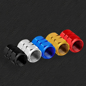Bouchons de valve de pneu moletés en aluminium anodisé, multicolores, universels, anti-poussière, anti-corrosion, pour voiture, moto, vélo - Product Image 5