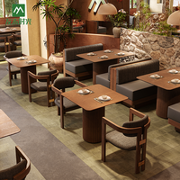 Ensemble de table et chaises de restaurant en bois massif moderne personnalisé - Durable, facile à nettoyer, pour usage commercial, café