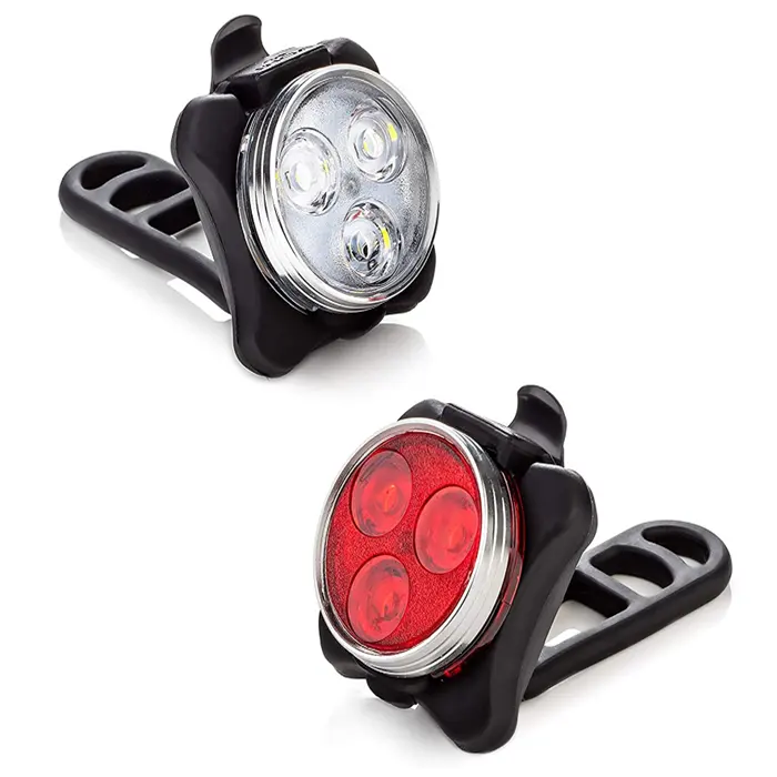 Rechargeable Bright LED Bike Light Set LED Bicycle Headlight Light Front and Rear 4 Light Modes Waterproof Easy to Install