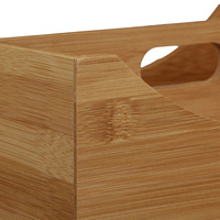 Organisateur de bureau personnalisable en bambou multi-compartiments avec poignée pour stylos et fournitures de bureau