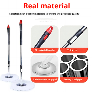 신제품 프리미엄 블랙 마이크로파이버 걸레통 세트 스테인리스 스틸 핸들 플라스틱 트레이 높은 흡수력 쉬운 청소 기능 - Product Image 6
