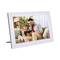 Bingkai Foto Digital LCD 10.1 Inci WiFi Android dengan Bingkai Kayu, Stasiun Cuaca, Jam, Pemutar MP3 & Video