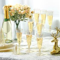 Mingyu Verre à champagne pailleté en plastique doré à usage unique pour les fêtes et les mariages Verre à vin en matériau PS pour une utilisation au bar