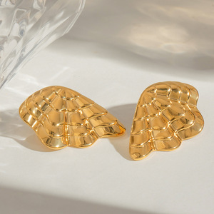 Geometric Wing Stud Earrings 18k Gold Plated Stainless Steel Fashion Jewelry For Women - Product Image 3