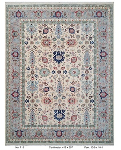 Alfombra de lana estilo persa Oushak con diseño de medallón, rectangular, para sala de estar, con base de goma antideslizante - Product Image 1
