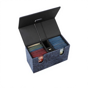 Boîte de rangement double à rabat en PU bleu anti-rayures avec chargement USB intégré pour cartes à collectionner et alimentation électrique - Product Image 3