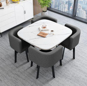 Set Tavolo da Pranzo in Pietra Sinterizzata con Moderno Tavolo Allungabile in <span class=keywords><strong>Marmo</strong></span> di Lusso per 6 Persone, Adatto anche per 4 Persone - Product Image 4
