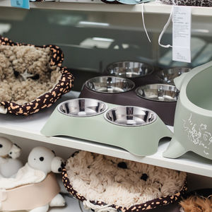 Set mangkuk hewan peliharaan, tugas berat baja tahan karat ganda ramah lingkungan piring air makanan hewan peliharaan tidak tumpah mangkuk anjing kucing - Product Image 5