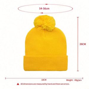 Gorro de lana tejido para mujer, para otoño e invierno, cálido, grueso, con logo personalizado y pompón. - Product Image 3