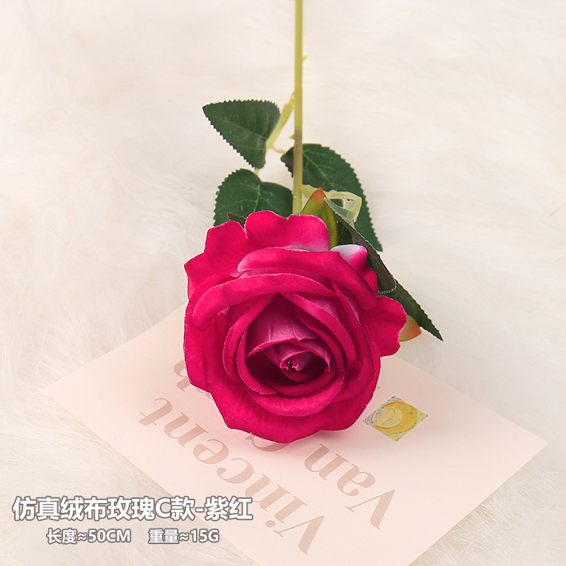 Artificial Velvet Rose Style C  Purple-Red