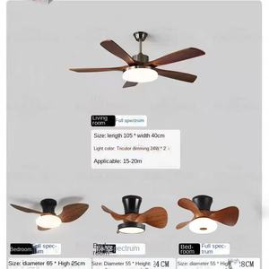 Luxury 52 Inch Solid Wood <b>Ceiling</b> Fan with 3 Blades Chrome Finish & <b>Light</b> Remote Control Powered by Electricity - Product Image 4