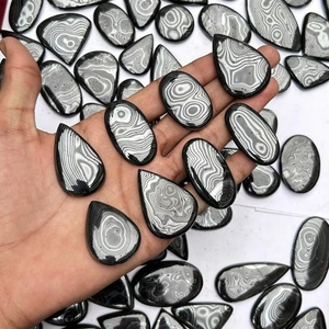 Pierres précieuses en psilomélane argenté naturel, cabochons en vrac, formes et tailles variées, lot pour la fabrication de bijoux - Product Image 1