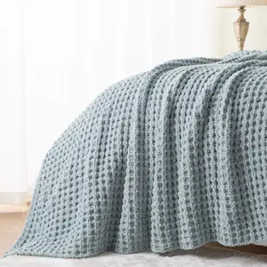 बिस्तर के लिए 100% पॉलिएस्टर कंबल - गर्मियों के लिए वफ़ल सेनील, नरम बुना हुआ हल्का स्प्रिंग कंबल